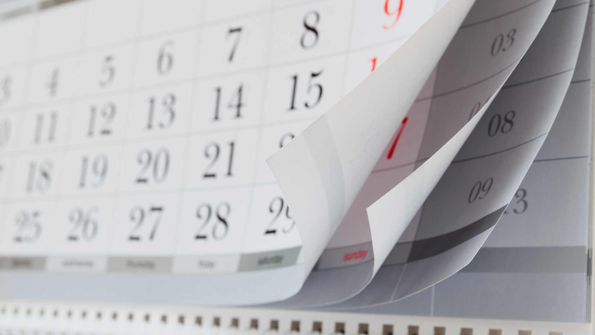 Kalenderansicht, wo hintereinander mehrere Kalenderblätter abgebildet sind. 